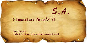 Simonics Acsád névjegykártya